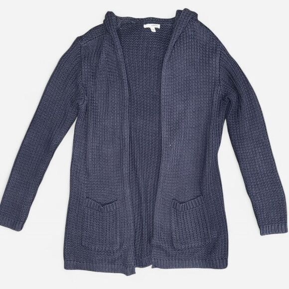 Sonoma Navy Blue Knit Cardigan Sweater with Hood - Picture 2 of 8